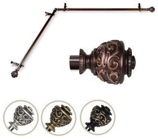 Harmony Corner Window Single Curtain Rod 13/16" Diameter, Cocoa, 48-84"