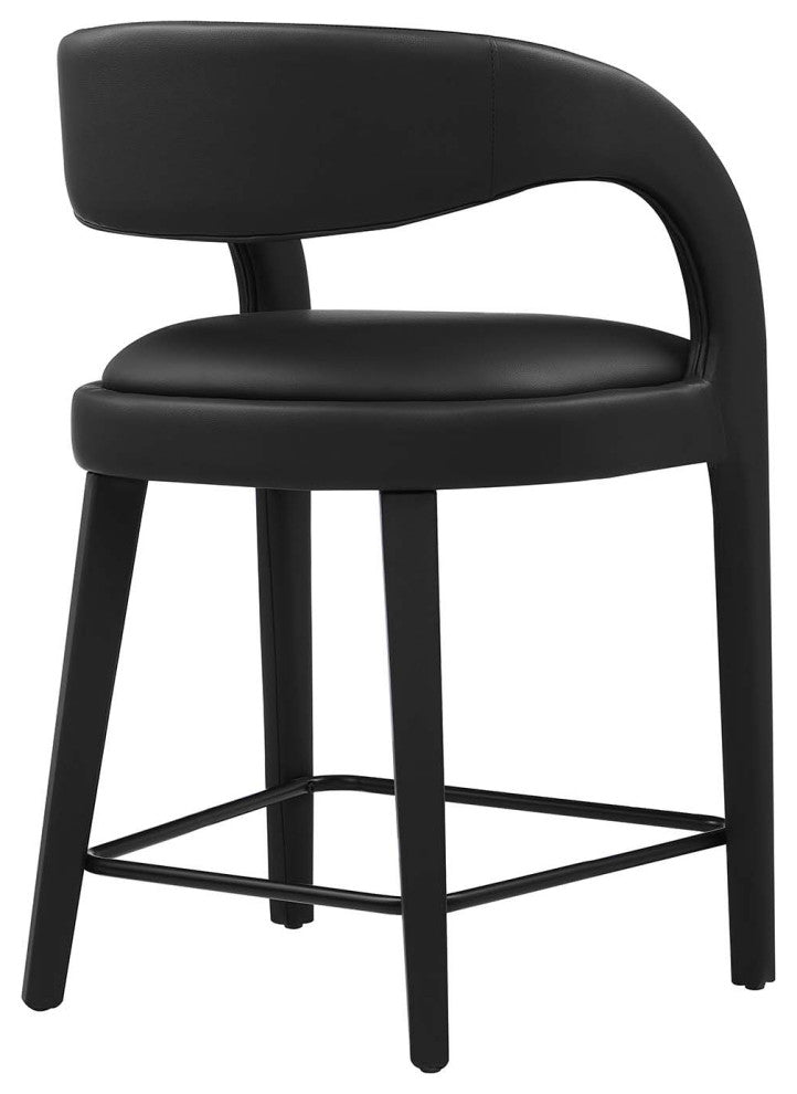 Pinnacle Vegan Leather Counter Stool Set of 2, Black Black