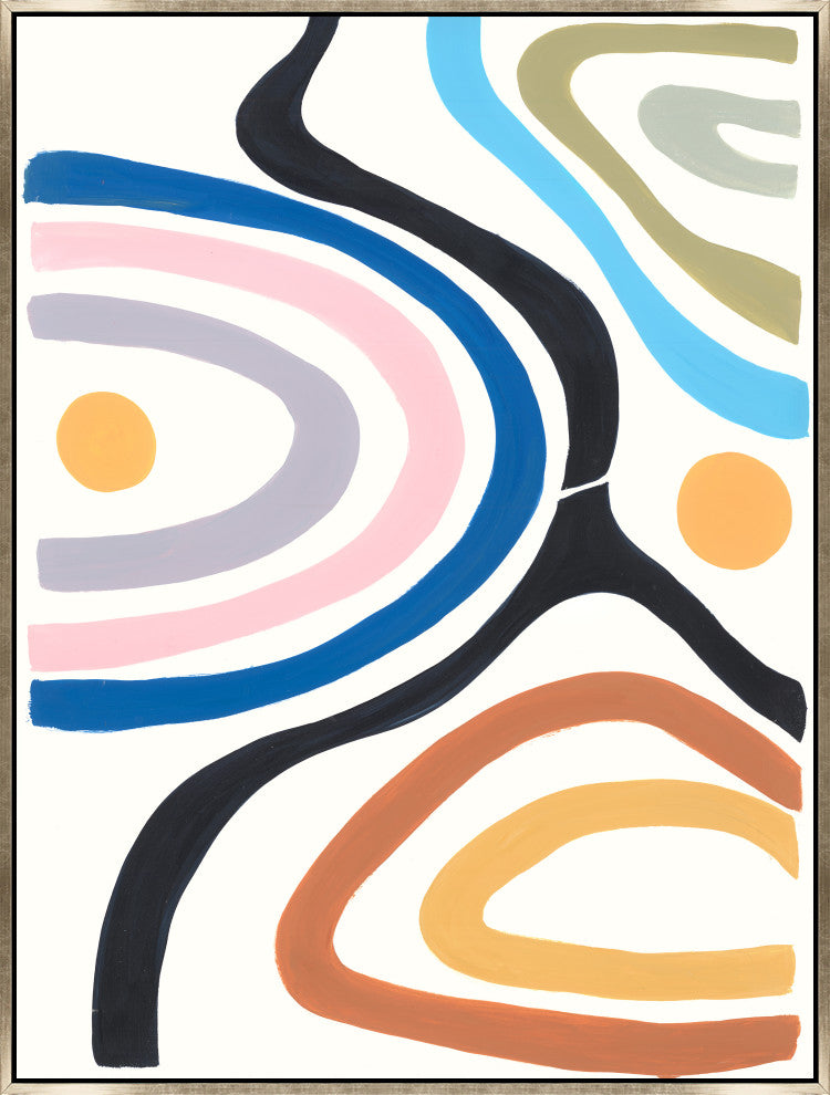 24x32 Colorful Lines IV, Framed Artwork, Silver