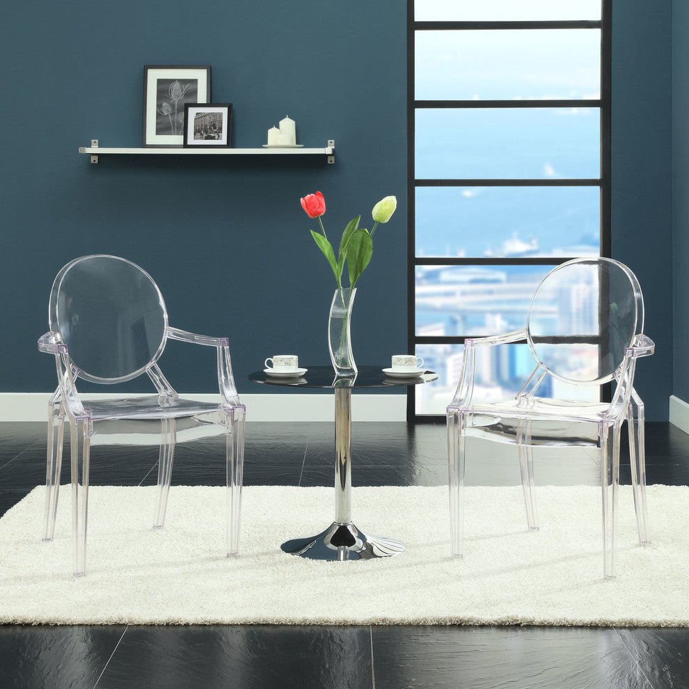 Modern Contemporary Kitchen Dining Armchair Clear, Outdoor or Indoor