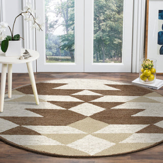 Rustic Southwestern Geometric Round Rug, 6' Round