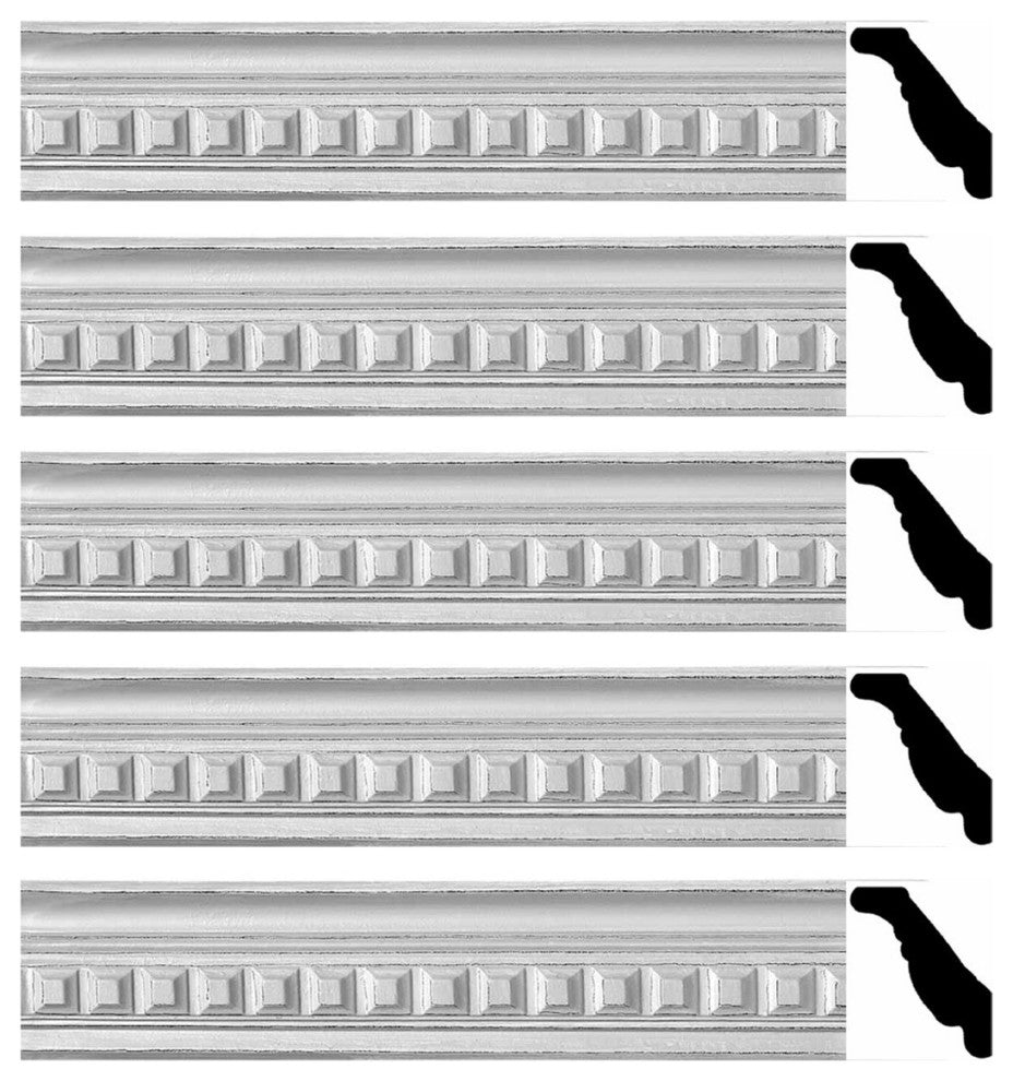 Ornate Cornice White Urethane Amelia Ornate  5 Pieces Totaling 473.75" Length