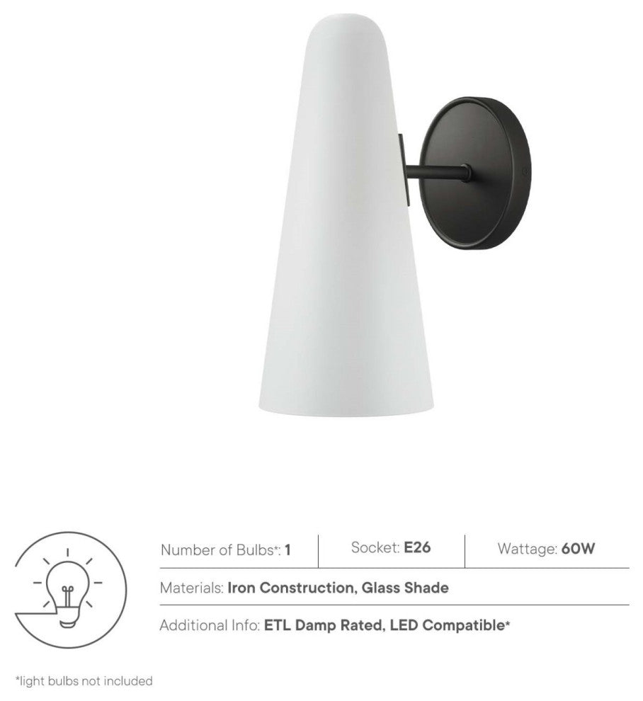 Sconce Wall Lamp Light Fixture, White Black, Glass