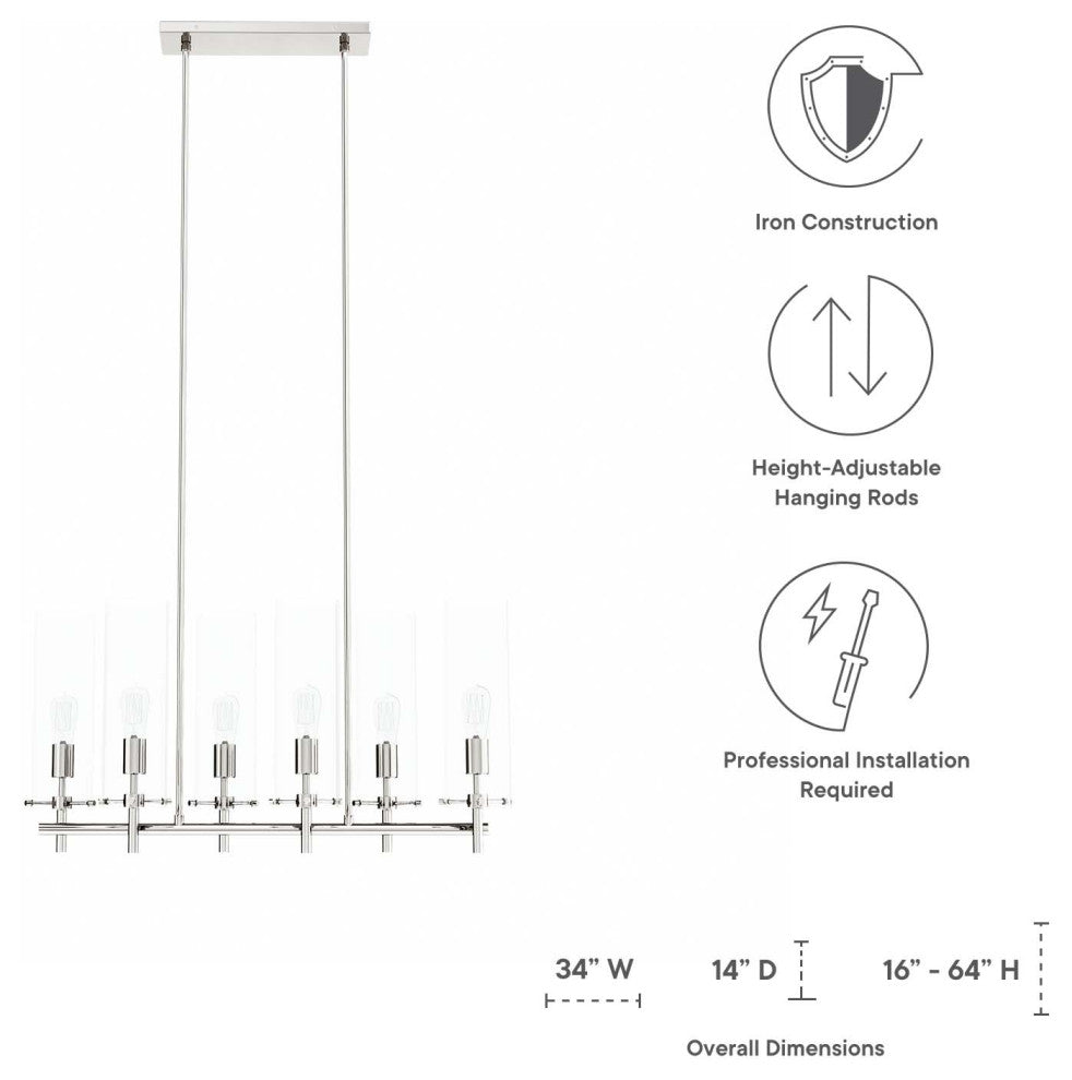 Skylark 6-Light Chandelier, Clear Polished Nickel