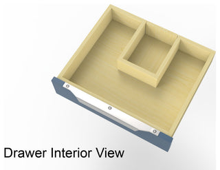 CastelloUSA Amazon 72" Wall Mounted Vanity Set, Blue, White Top, Black Handles