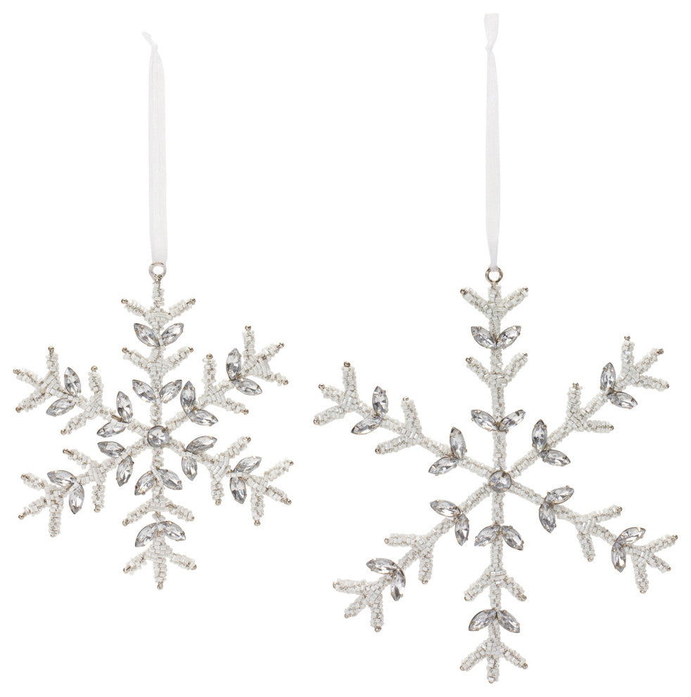 Jeweled Metal Snowflake Ornament, 12-Piece Set