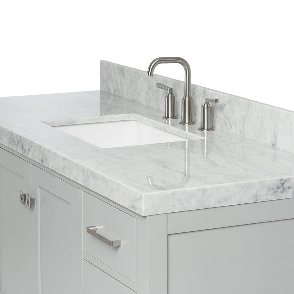 ARIEL Cambridge 55" Single Rectangle Sink Bathroom Vanity Grey With Marble Top