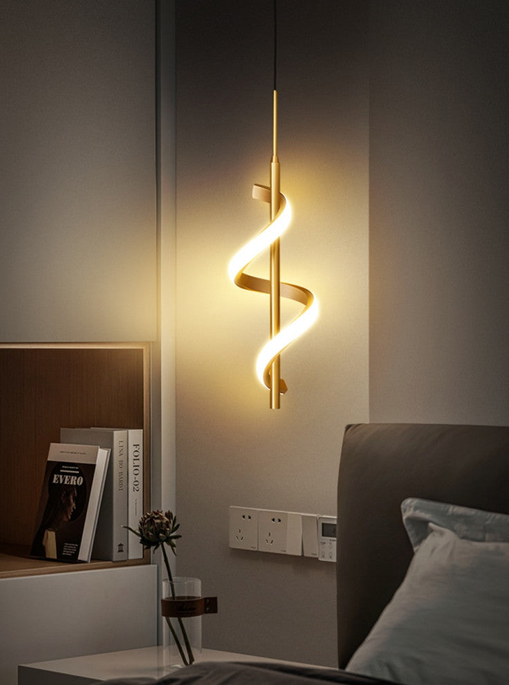 MIRODEMIÂ® Tovo San Giacomo | Ribbon Design Chandelier for Bedroom, Gold, A, Cool Light