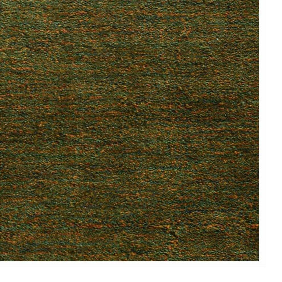 Hand Knotted Loom Silk Mix Area Rugs Solid Green Gold