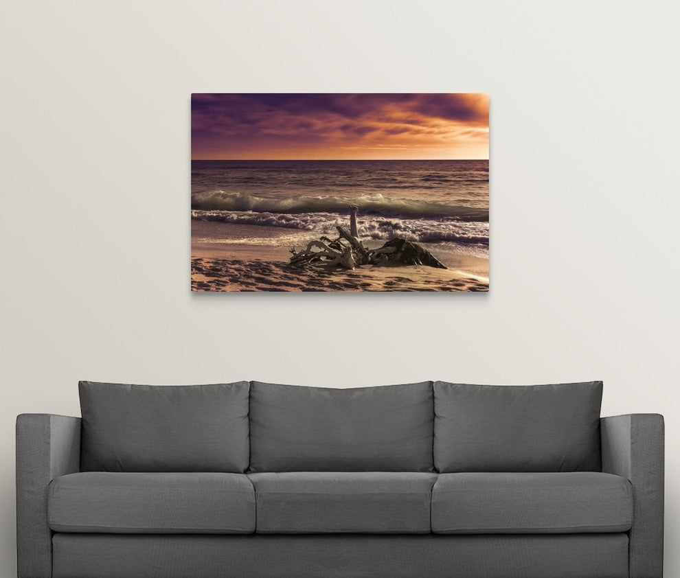 "Sunset From The Beach" Wrapped Canvas Art Print, 48"x32"x1.5"
