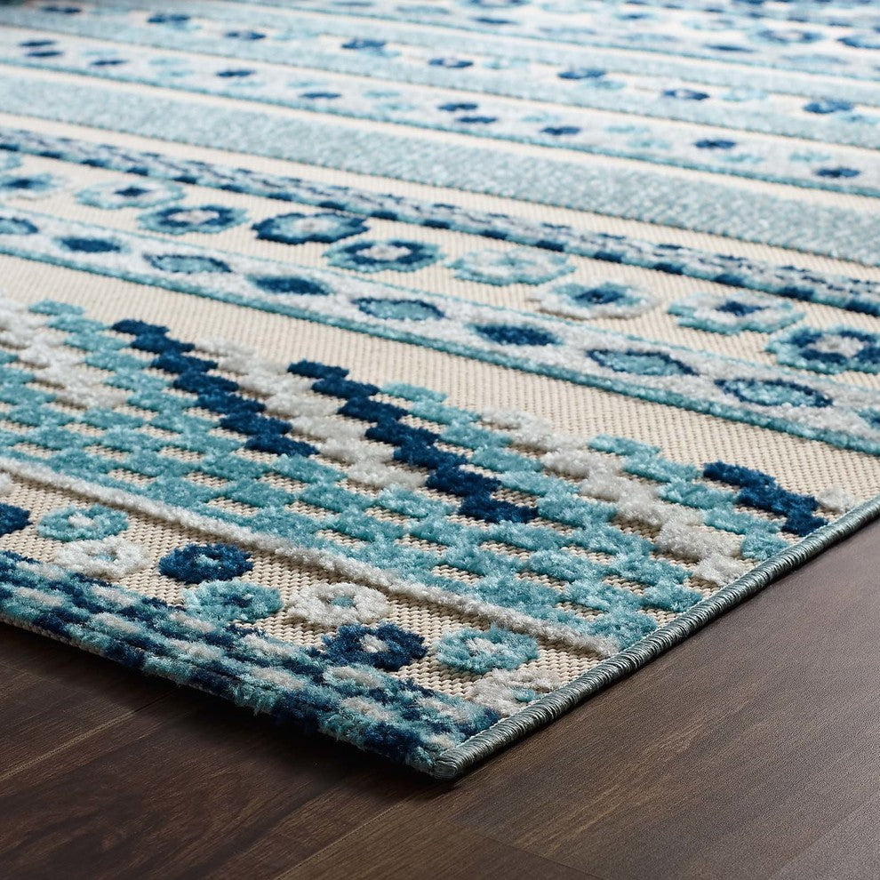 Vintage Abstract Geometric Lattice 5x8 Indoor and Outdoor Area Rug