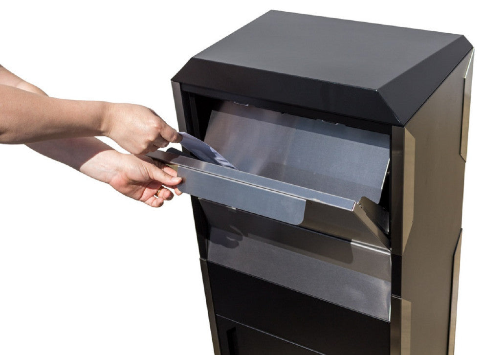 Locking Parcel Drop Box, Black With Stainless Steel