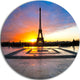 Eiffel Tower At Beautiful Sunrise, Landscape Disc Metal Artwork, 23"