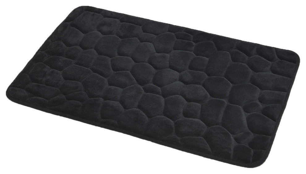 Bathroom Rug Memory Foam Mat 3D Pebble , Black, 32" X 20"