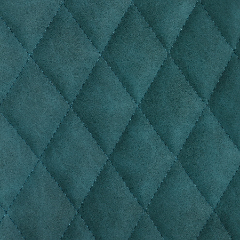 Cortesi Home Azov Swivel Dining Chairs, Deep Aqua Faux Leather, Set of 2