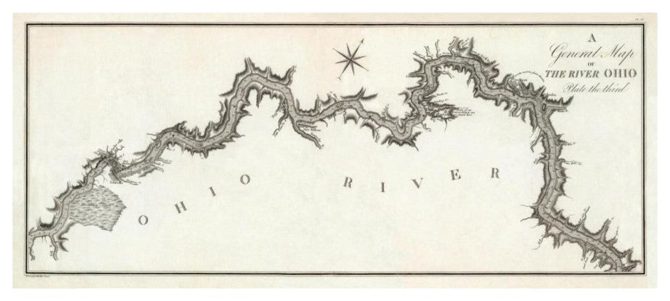 "A General Map of the River Ohio, Plate 3, 1796" Paper Art, 32"x15"