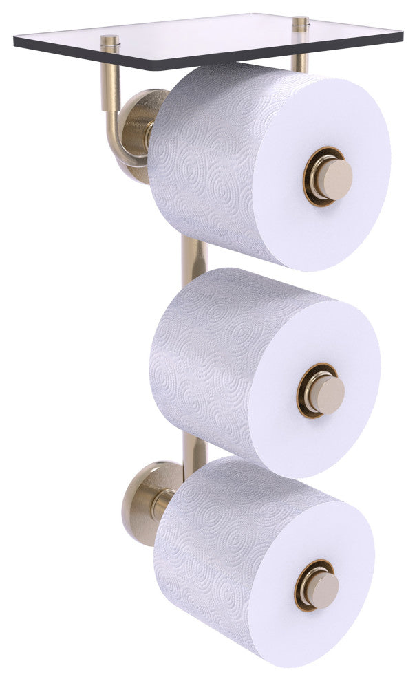 Prestige Skyline 3 Roll Toilet Paper Holder with Glass Shelf, Antique Pewter