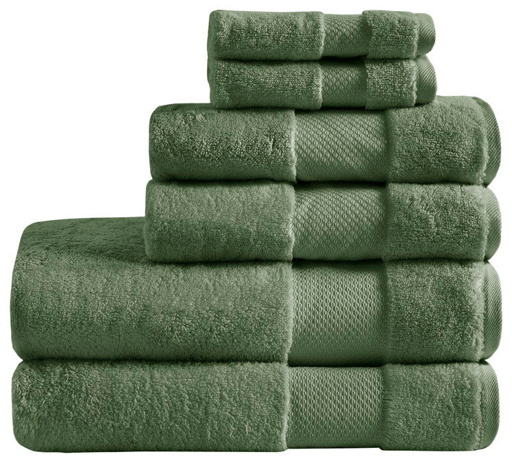 Madison Park Signature Turkish Cotton 6 Piece Bath Towel Set, Green