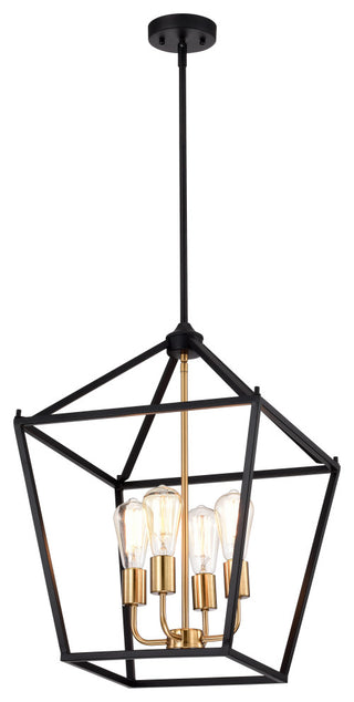 CHLOE Lighting IRONCLAD Industrial 4-Light Textured Black Inverted Pendant