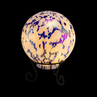 Alpine Blue & White Gazing Globe with LED Lights, 10 Inch Tall