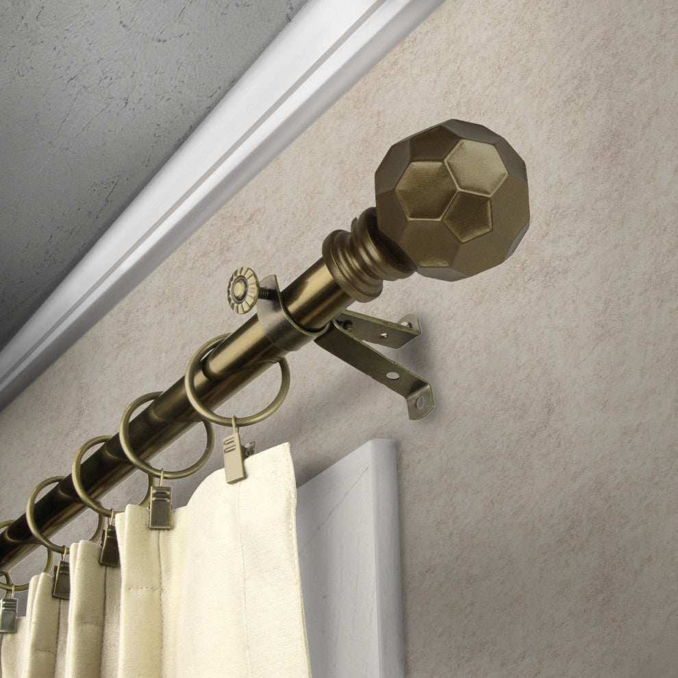Remi 13/16" Diameter Curtain Rod, Antique Brass, 18-28"