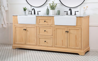 Elegant Decor Franklin 72" Aluminum MDF Double Bathroom Vanity in Natural Wood