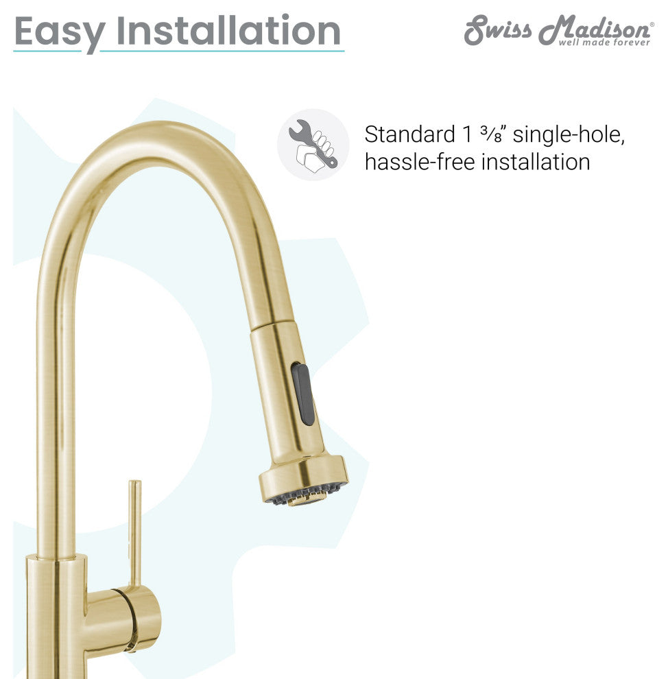 Nouvet Single Handle, Pull-Down Kitchen Faucet, Brushed Gold