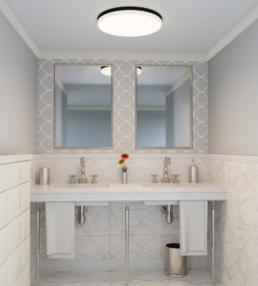 Quoizel WLN1620 20"W LED Flush Mount Ceiling Fixture - Matte Black / Gold