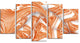 Brown Winter Fractal Pattern, Contemporary Art on Canvas, 60"x32", 5 Panels