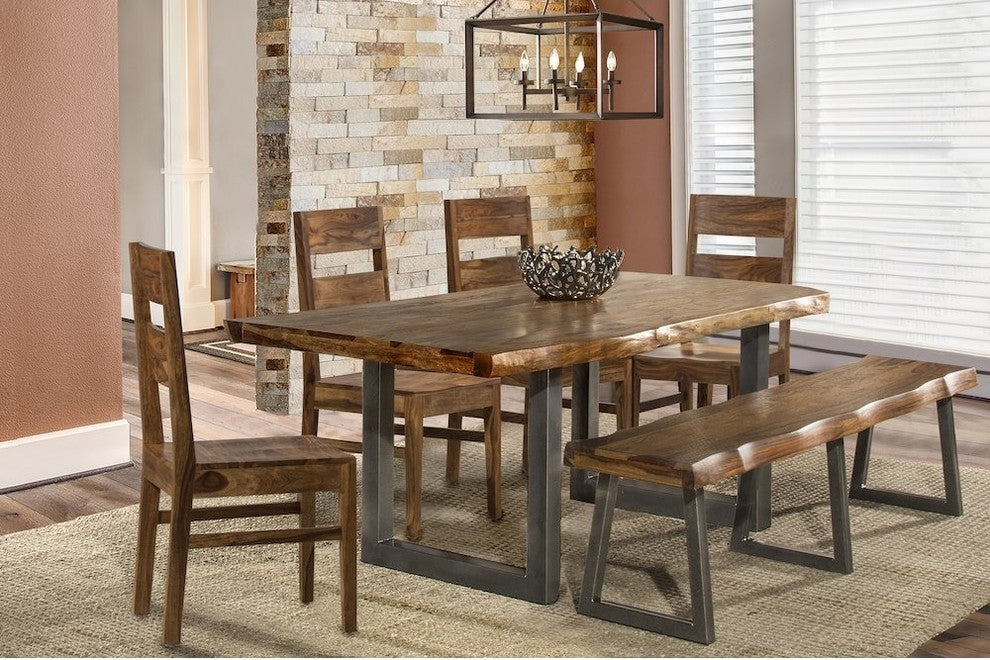 The Emerson Dining Table, 80"x39", Natural Sheesham, Contemporary, Rectangle