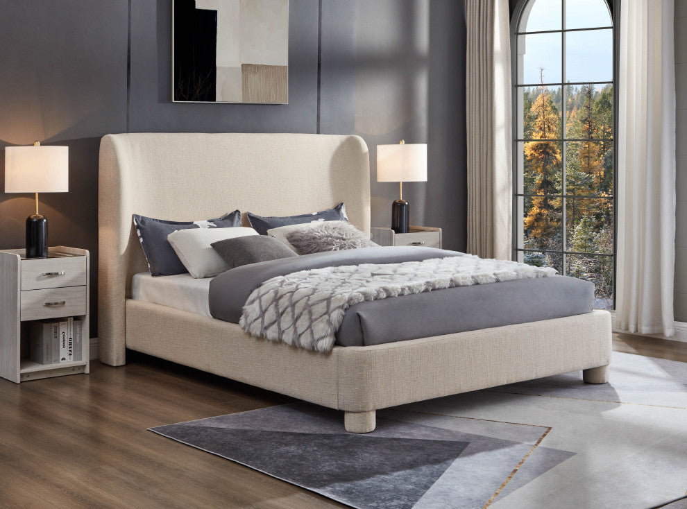 Penny Bed, Beige, Full, Linen Textured Fabric