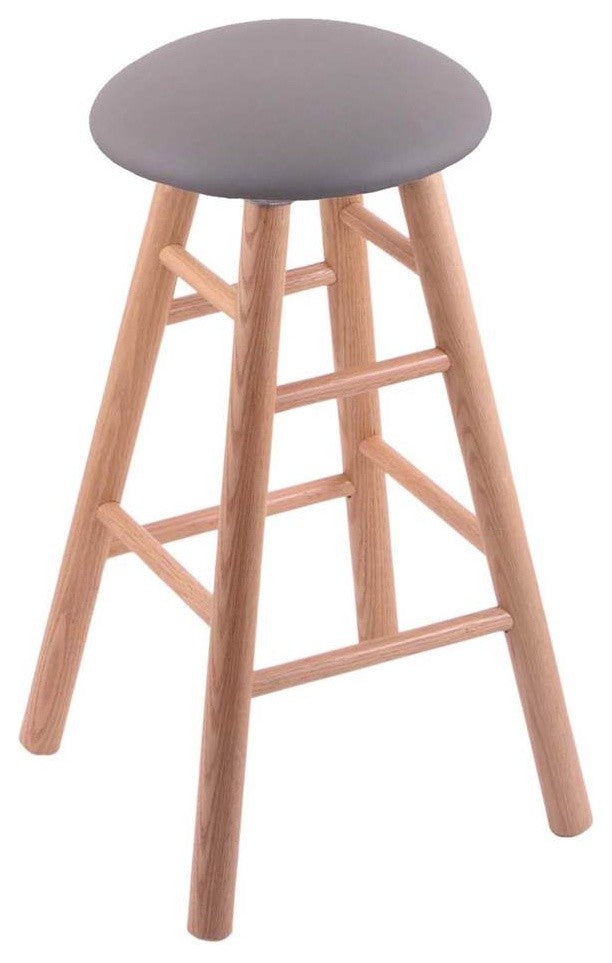 Holland Bar Stool, Oak Round Cushion Bar Stool, Smooth Legs