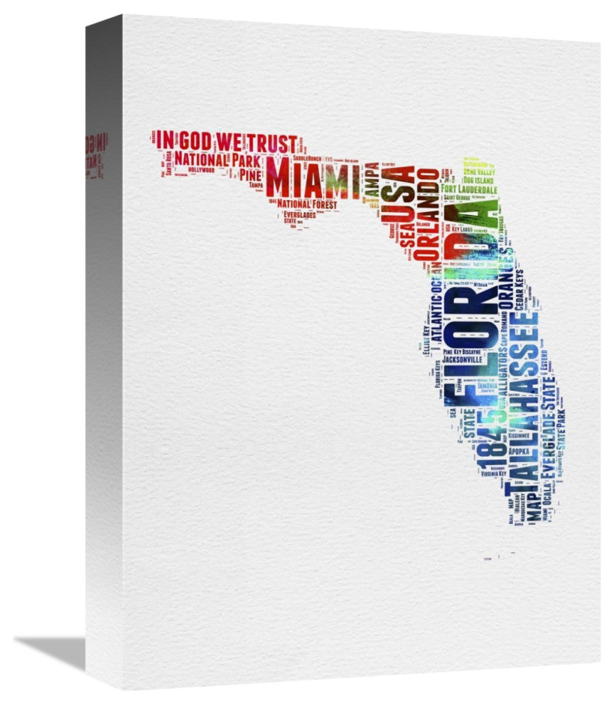 "Florida Watercolor Word Cloud" Fine Art Print