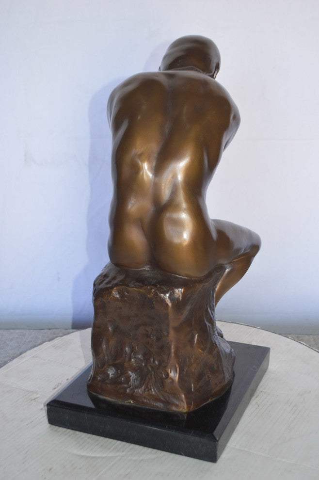 The Thinker by Rodin Bronze Statue Replica -  Size: 10"L x 11"W x 20"H.