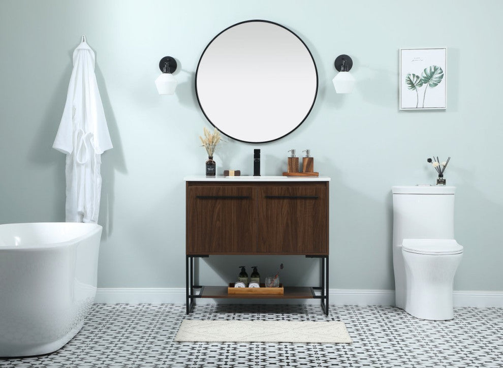 Sue 36" Single Bathroom Vanity, Walnut