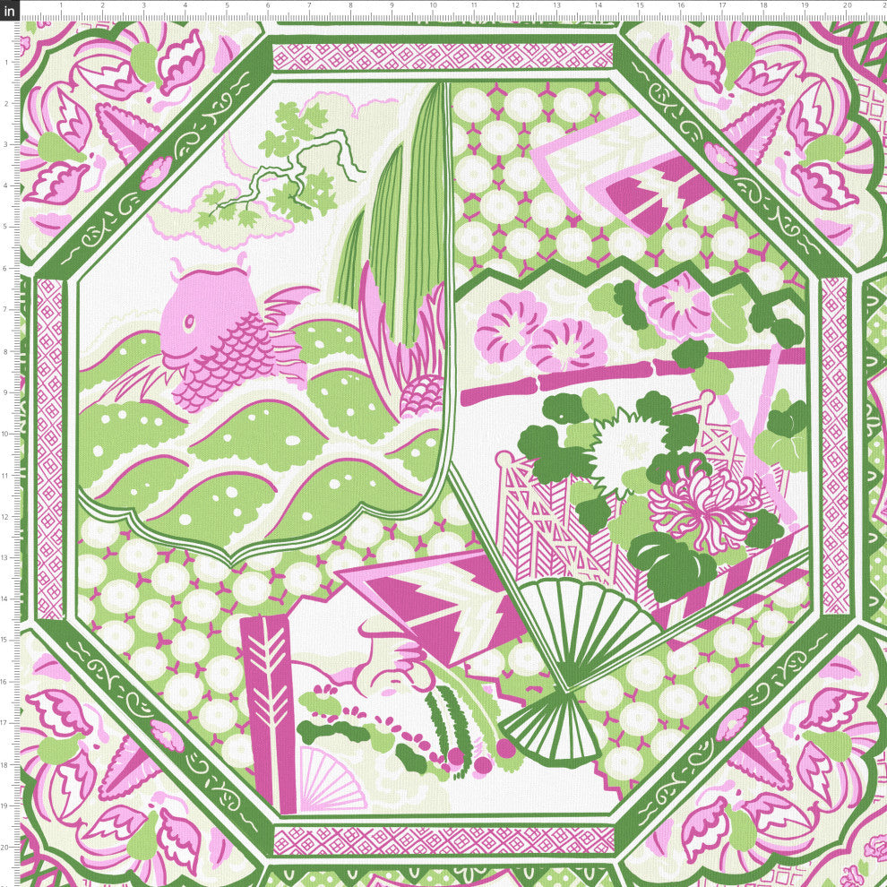 Red from Scalamandre 20" Decorative Pillow, Koi Fish Pink Multi