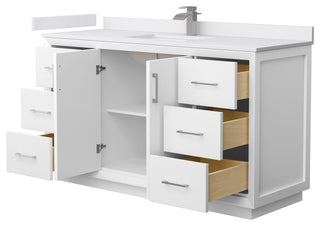 Strada 60" Single Vanity, Cultured Top, Nickel Trim