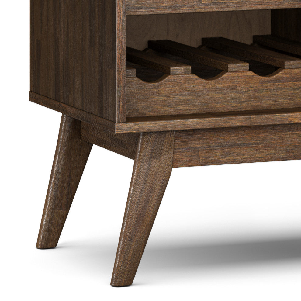 Clarkson Solid Acacia Wood Wine Cabinet, Rustic Natural Aged Brown