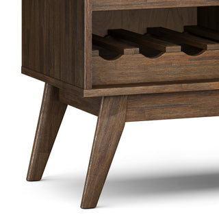 Clarkson Solid Acacia Wood Wine Cabinet, Rustic Natural Aged Brown