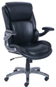 Modern Swivel Office Chair, Padded Faux Leather Seat With Adjustable Arms, Black