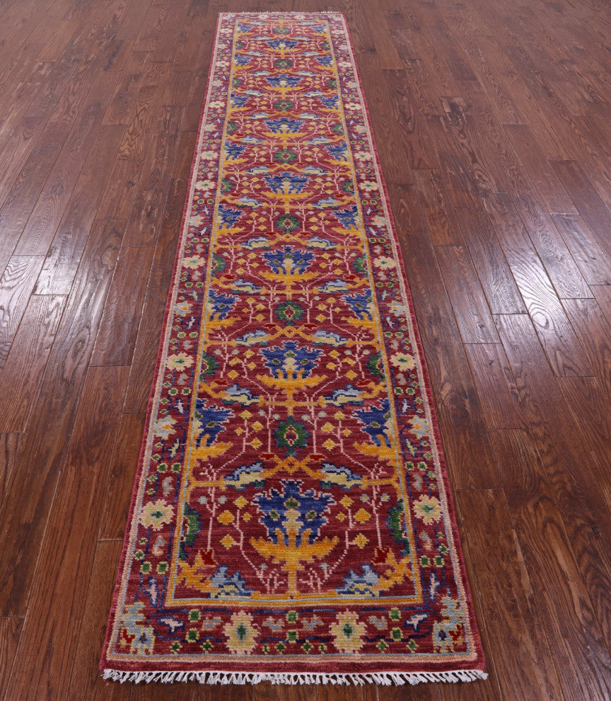 Turkish Oushak Hand Knotted Wool Runner Rug 2' 8" X 12' 6" - Q15907