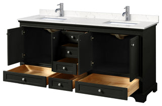 Deborah 72" Dark Espresso DBL Vanity, Carrara Cultured Marble Top