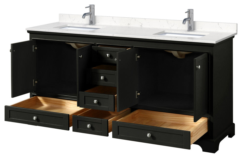 Deborah 72" Dark Espresso DBL Vanity, Carrara Cultured Marble Top