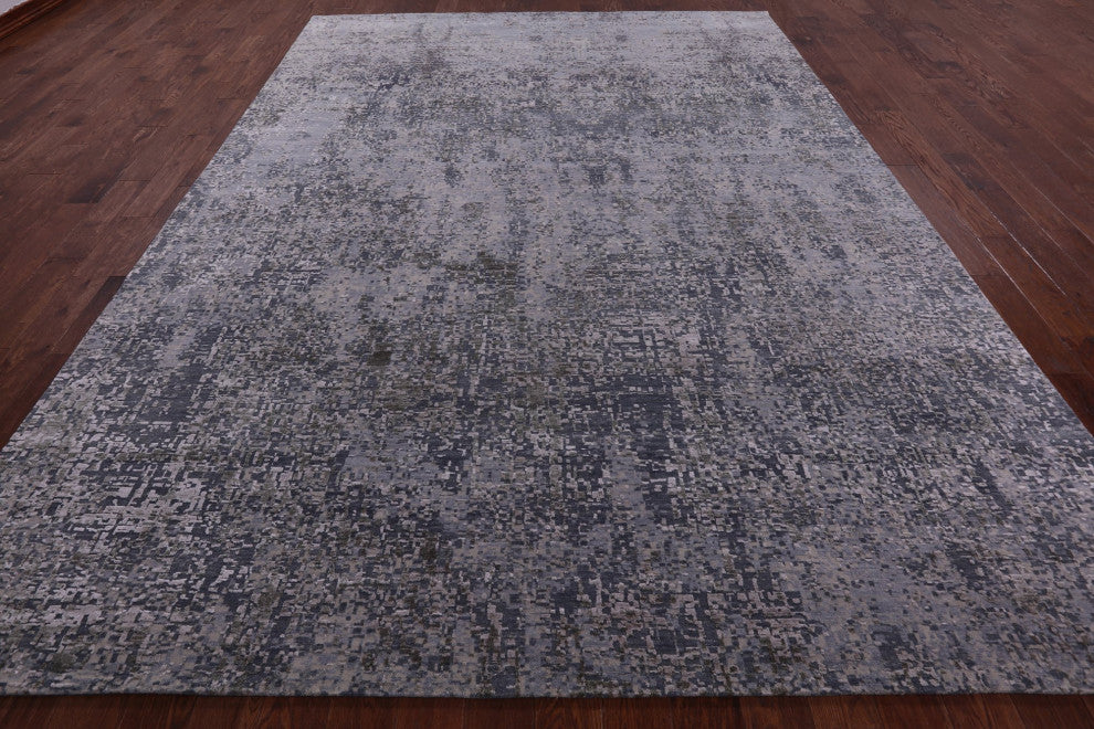 Wool and Silk Modern Handmade Rug 8' 11" X 12' 4" Q8647