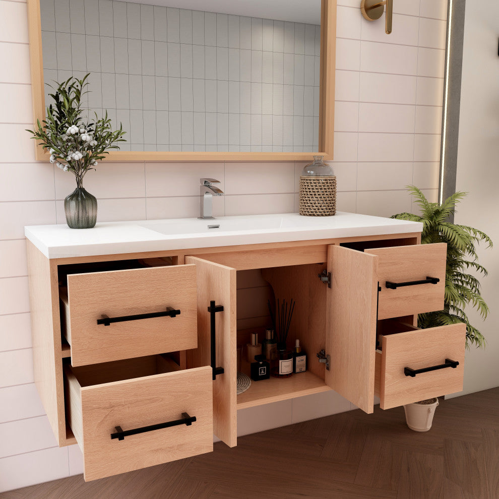 Victoria 48" Solid Wood Bath Vanity, Red Oak