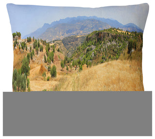 Cyprus Landscape Panoramic View Landscape Printed Throw Pillow, 18"x18"