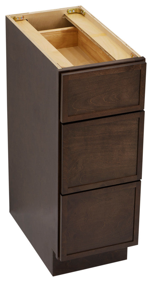 Vanity Art Birch Plywood Single Base Storage Cabinet, Brown, 12 Inch (3 Drawers)