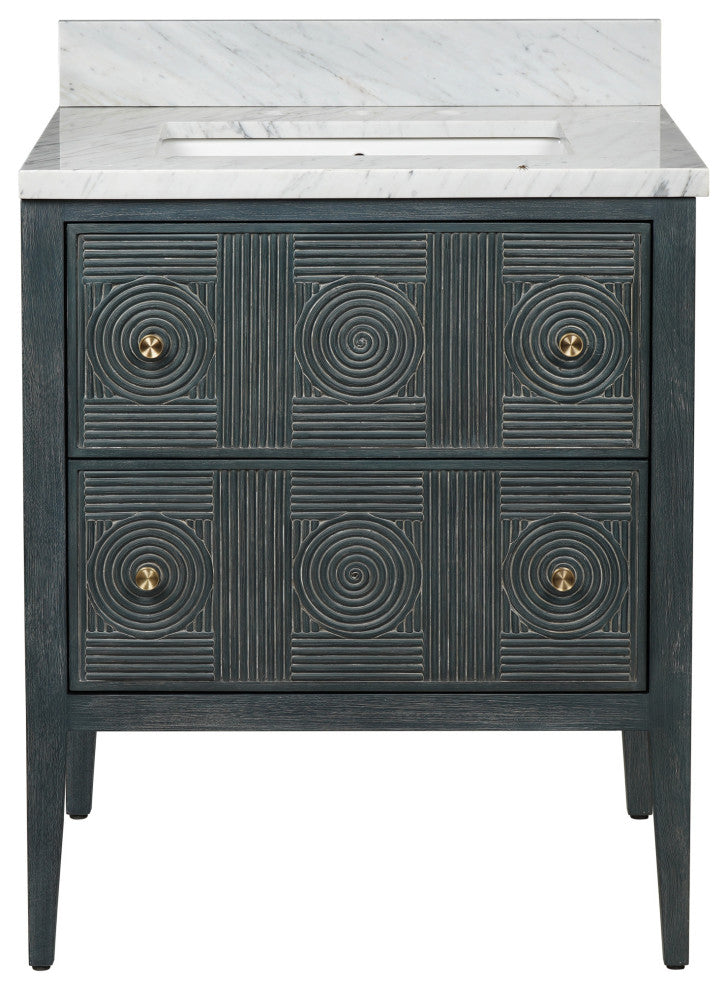 Santos 28" Vintage Navy Vanity with Rectangular Undermount Sink