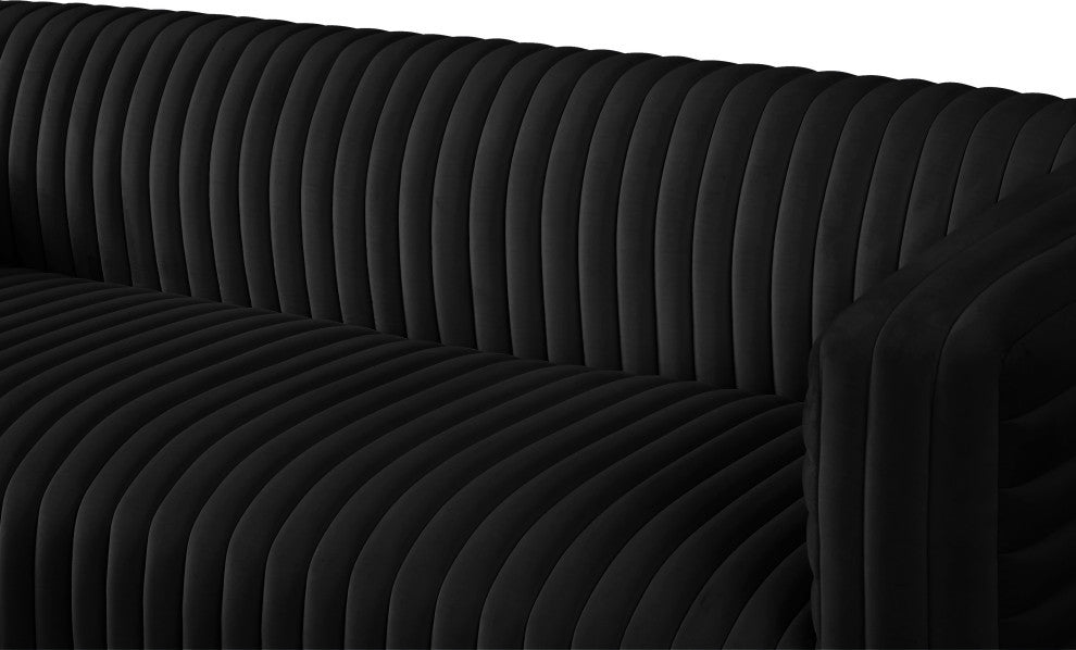Ravish Velvet Upholstered Chair, Black, Sofa