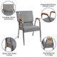 HERCULES Series 21"W Stacking Wood Chair, Gray Fabric and Silver Vein Frame